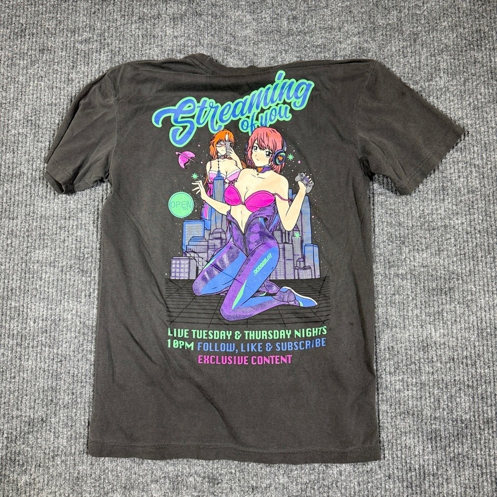Open 925 Streaming Of You Graphic Tee Mens Small Black Overdye NWOT Streetwear - Picture 5 of 6